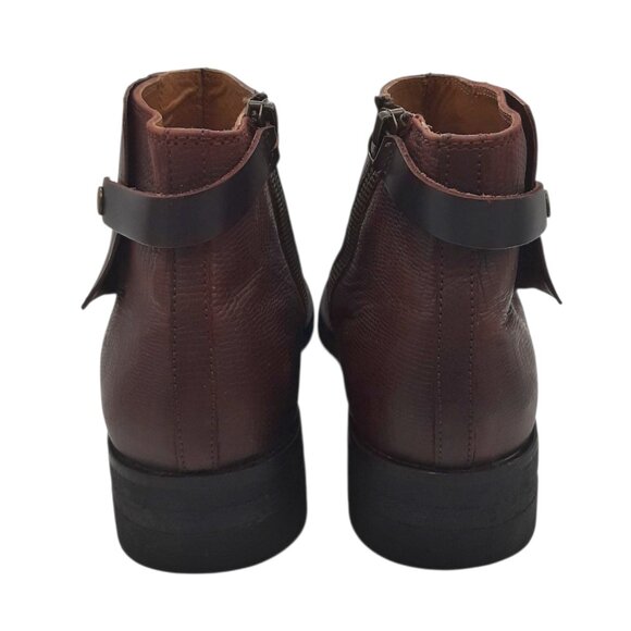 Hudson London Oxblood Burgundy Leather Moto Boots SZ 37 - Picture 11 of 16